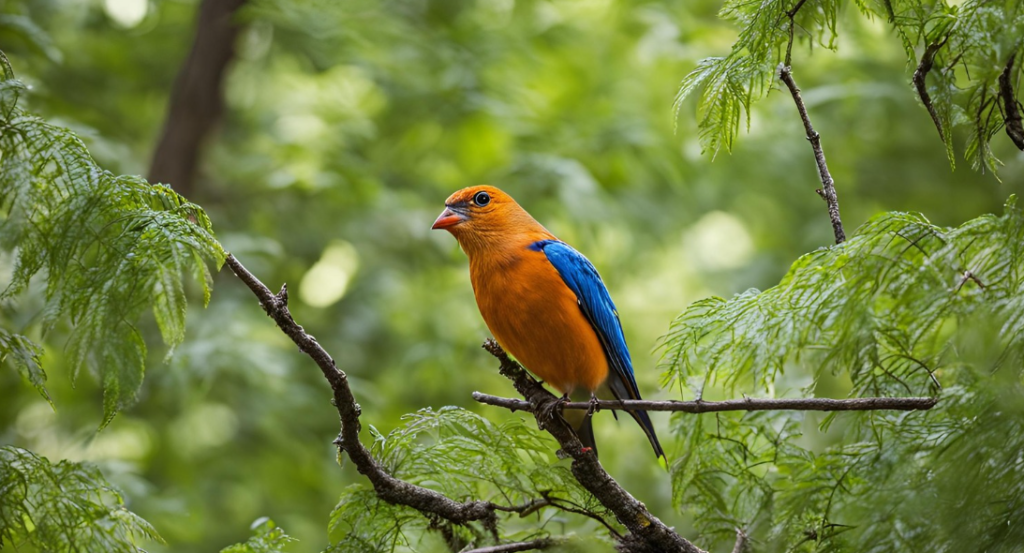 Bird watching in the woods - peaceful outdoor camping activity