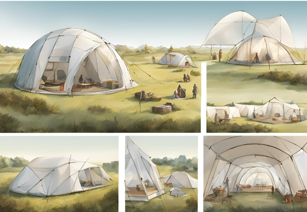 Comparative chart of different types of tents with features