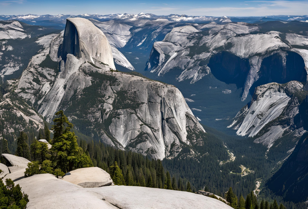 View from the summit of Half Dome with Yosemite Valley in the background