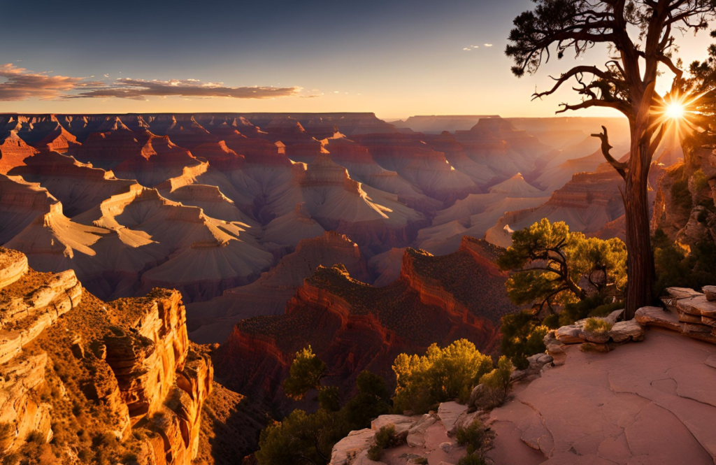 Panoramic view of the Grand Canyon from the South Rim.